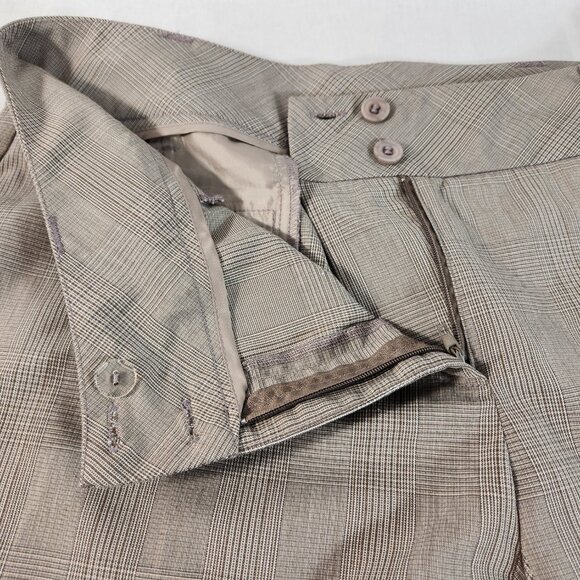 AB Studio Women's Professional Pants Size 4 Beige Plaid Straight Trousers Slacks - Picture 4 of 9